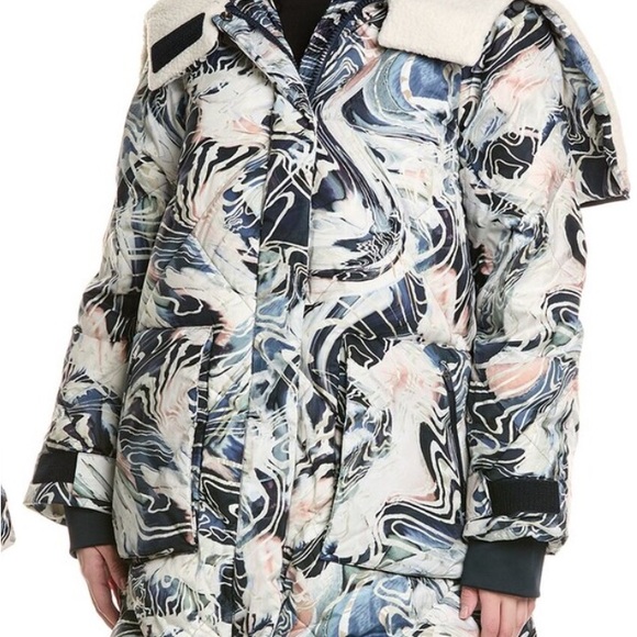 Sweaty Betty Abstract Print Parka with Cream Collar - Picture 2 of 12